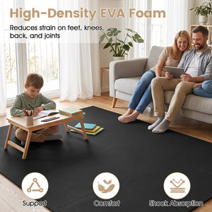12 Pack Non-Slip Protective Interlocking EVA Foam Floor Tiles-Black view 7