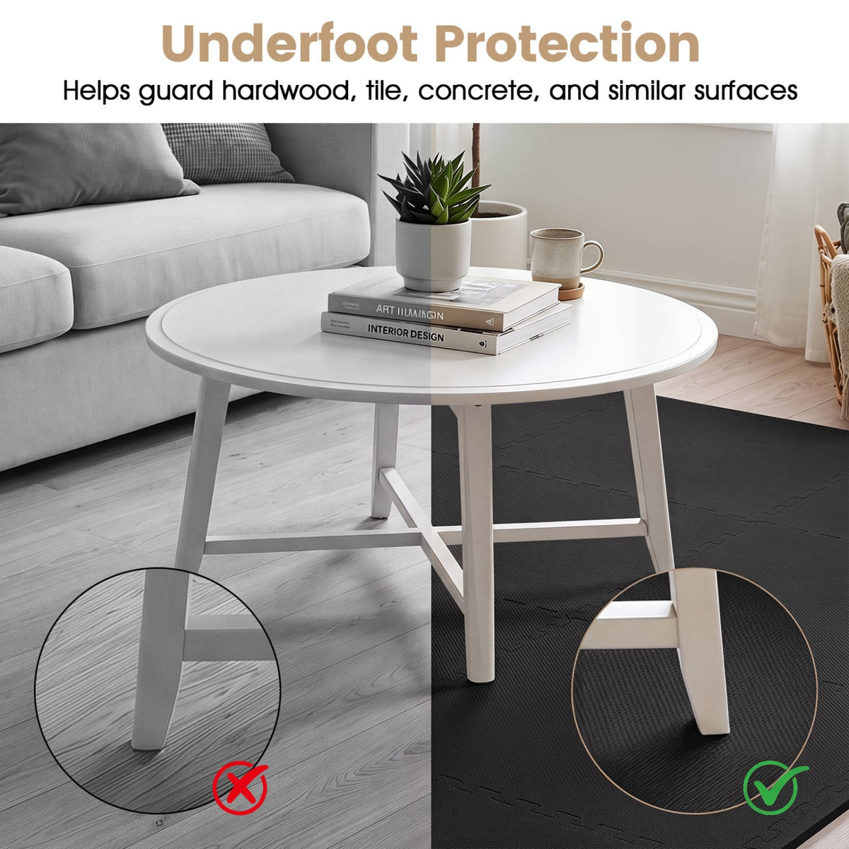 12 Pack Non-Slip Protective Interlocking EVA Foam Floor Tiles-Black view 8