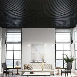 12-Pack PVC Slat Wall Panels for Interior Wall Decoration for Living Room and TV Background-Black view 4