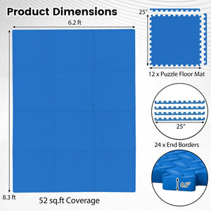 12 Tiles 1/2 inches Puzzle Exercise Floor Mats-Blue view 5