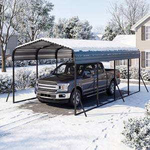 12 x 20 Feet Heavy-Duty Carport Outdoor Galvanized Steel Garage Car Shelter-Black view 6