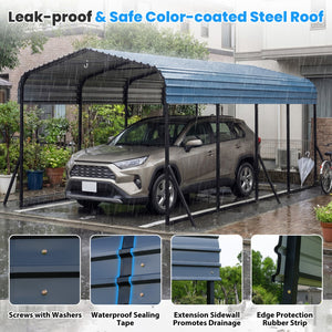 12 x 20 Feet Heavy-Duty Carport Outdoor Galvanized Steel Garage Car Shelter-Black view 7