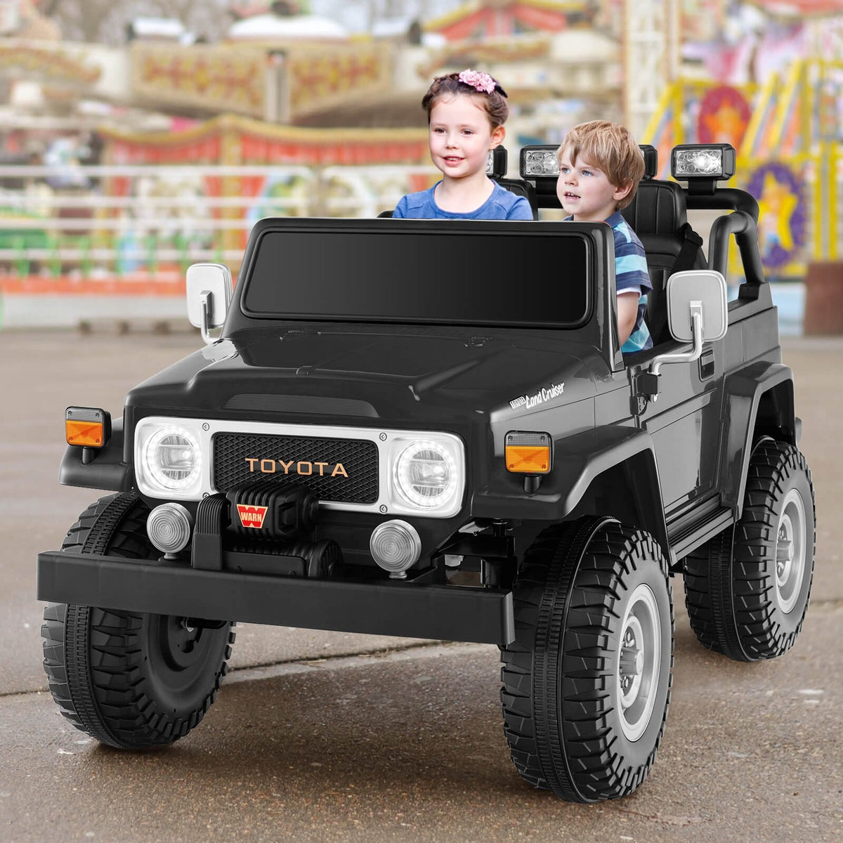 12V 2-Seat Licensed Kids Ride On Toyota FJ40 Car with 2.4G Remote Control-Black view 2