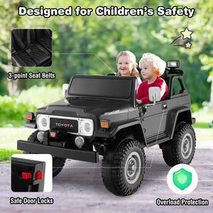 12V 2-Seat Licensed Kids Ride On Toyota FJ40 Car with 2.4G Remote Control-Black view 3
