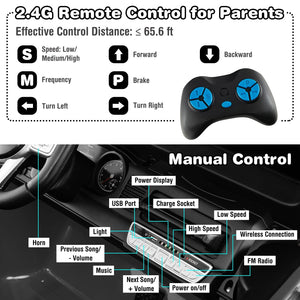 12V 2-Seat Licensed Kids Ride On Toyota FJ40 Car with 2.4G Remote Control-Black view 9