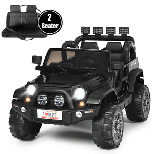 12V 2-Seater Ride on Car Truck with Remote Control and Storage Room-Black view 4
