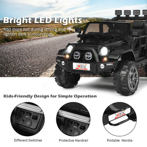 12V 2-Seater Ride on Car Truck with Remote Control and Storage Room-Black view 7