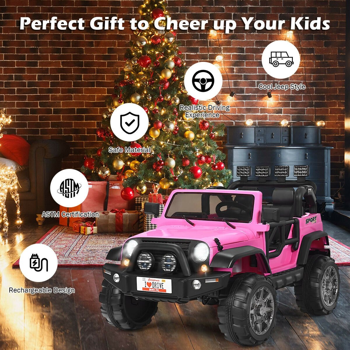 12V 2-Seater Ride on Car Truck with Remote Control and Storage Room-Pink view 6