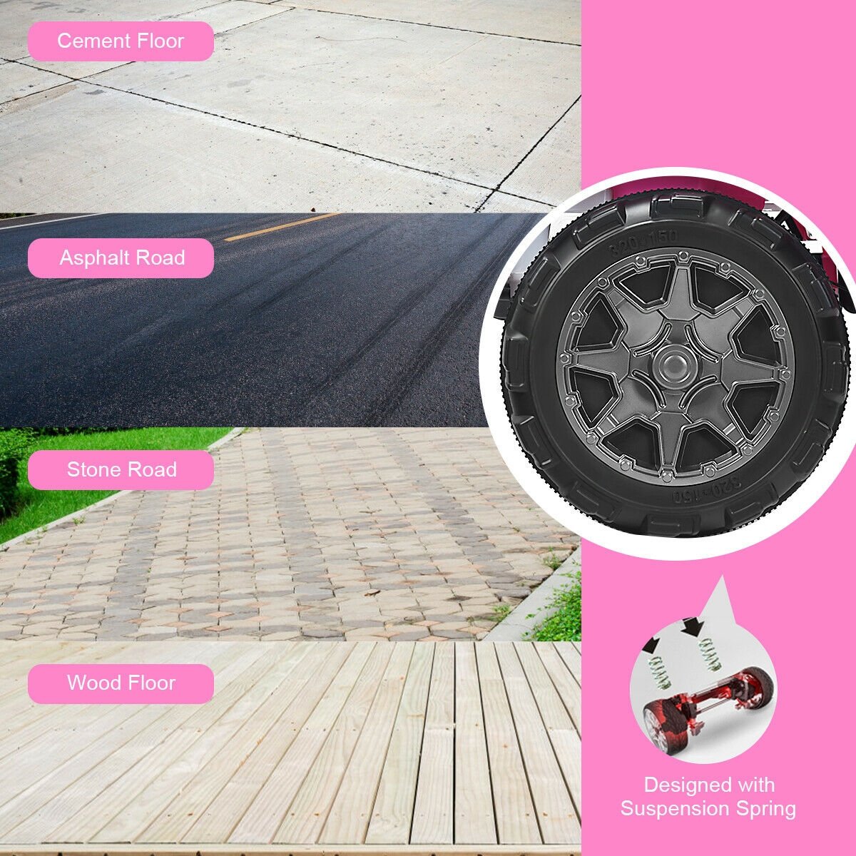 12V 2-Seater Ride on Car Truck with Remote Control and Storage Room-Pink view 8