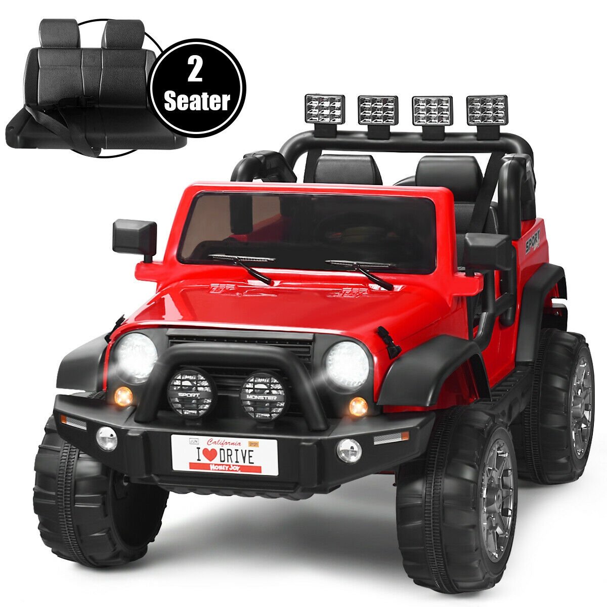 12V 2-Seater Ride on Car Truck with Remote Control and Storage Room-Red view 4