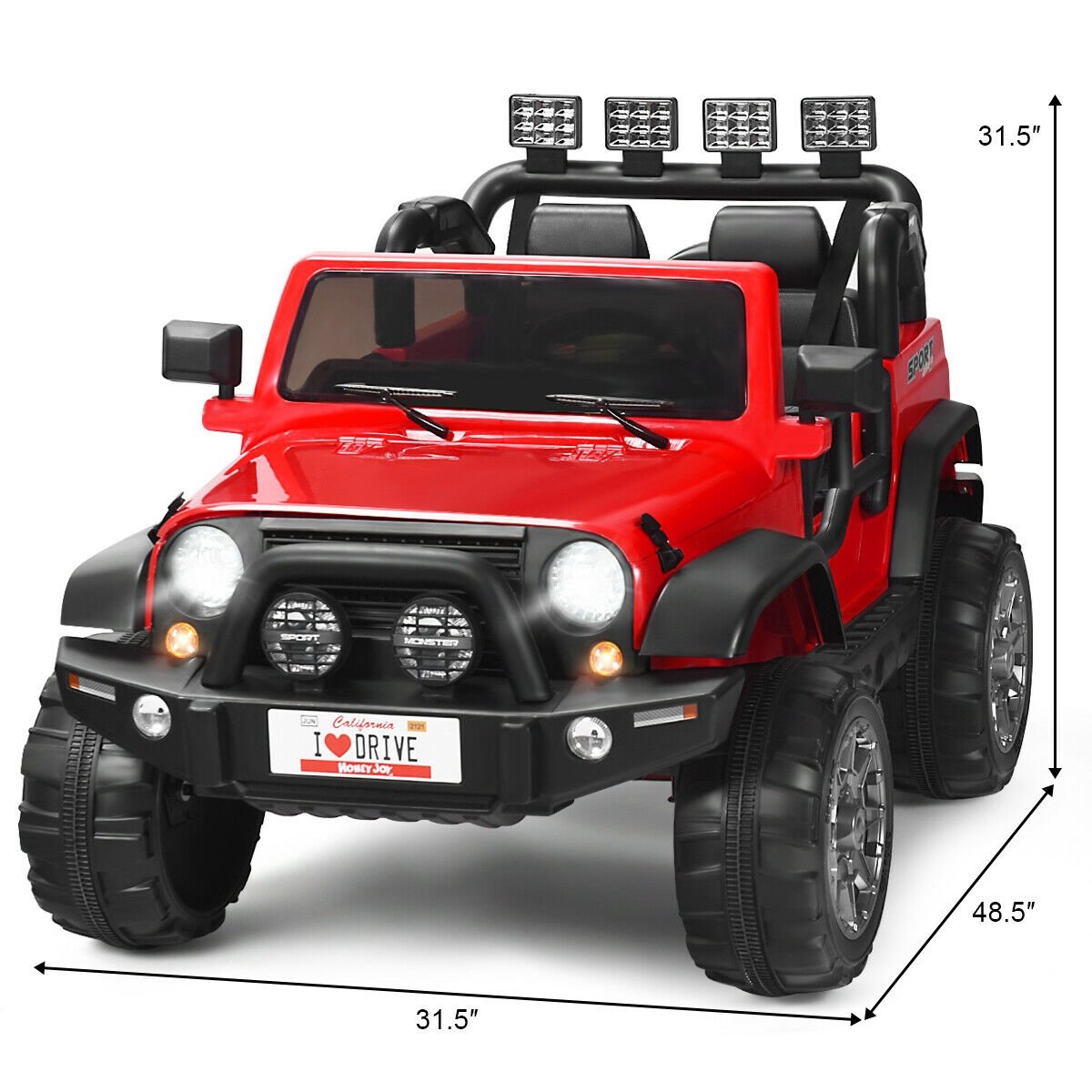 12V 2-Seater Ride on Car Truck with Remote Control and Storage Room-Red view 5