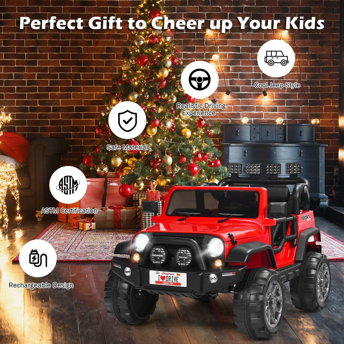 12V 2-Seater Ride on Car Truck with Remote Control and Storage Room-Red view 6