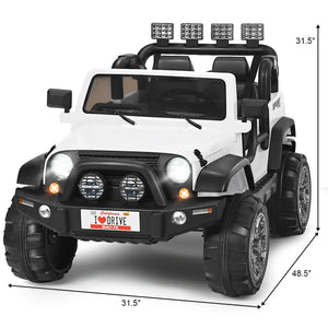 12V 2-Seater Ride on Car Truck with Remote Control and Storage Room-White view 5