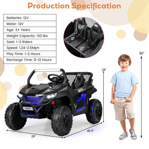 12V 2-Seater Kids Ride on UTV with Slow Start Function Music-Black view 4