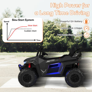 12V 2-Seater Kids Ride on UTV with Slow Start Function Music-Black view 7