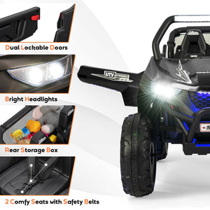 12V 2-Seater Kids Ride on UTV with Slow Start Function Music-Black view 9