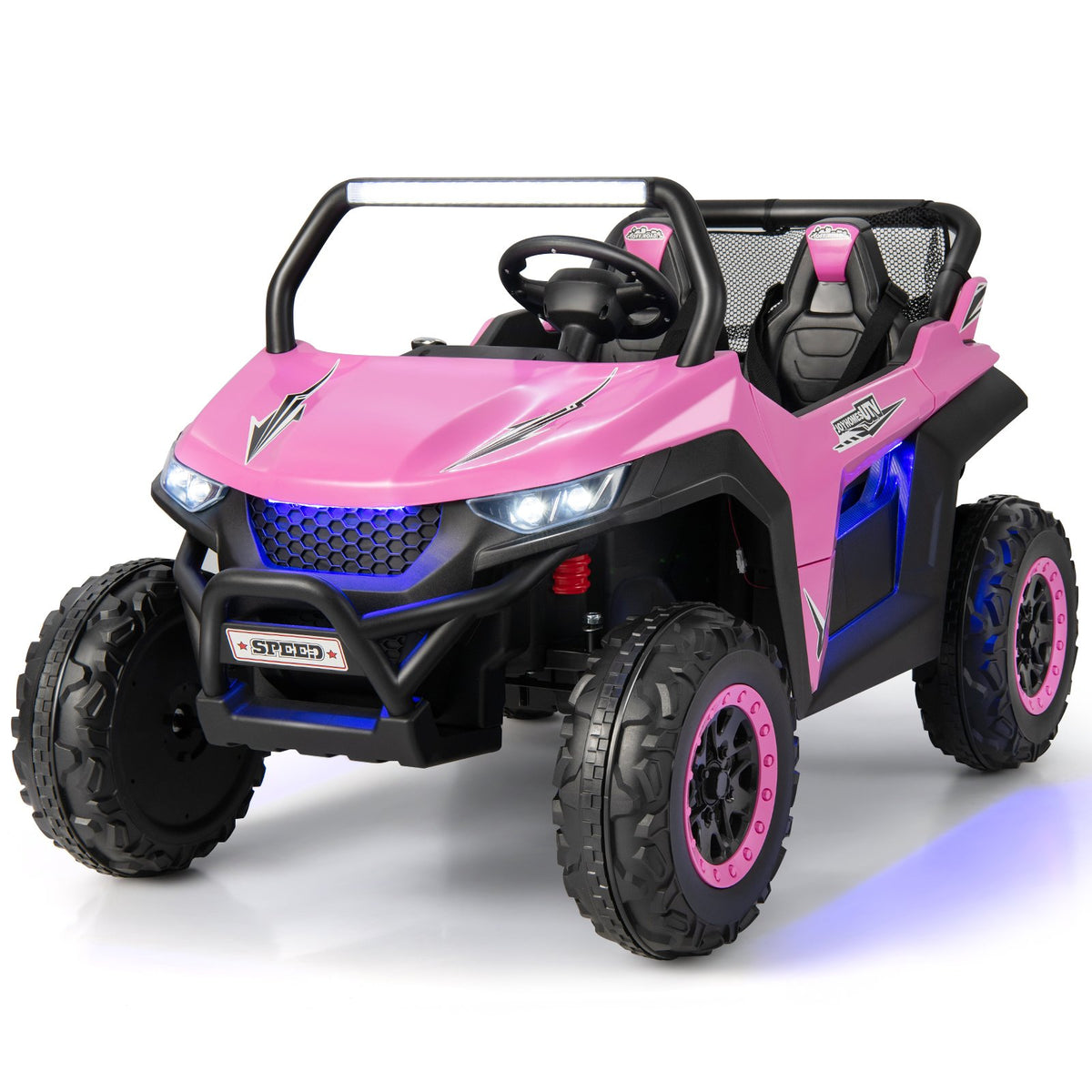 12V 2-Seater Kids Ride on UTV with Slow Start Function Music-Pink view 3