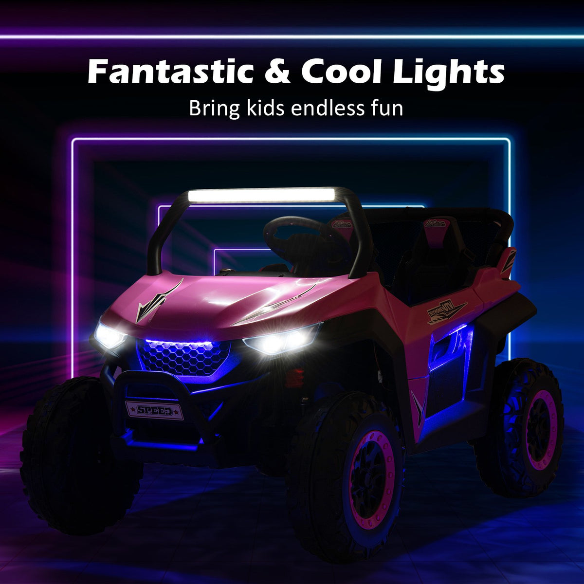 12V 2-Seater Kids Ride on UTV with Slow Start Function Music-Pink view 9