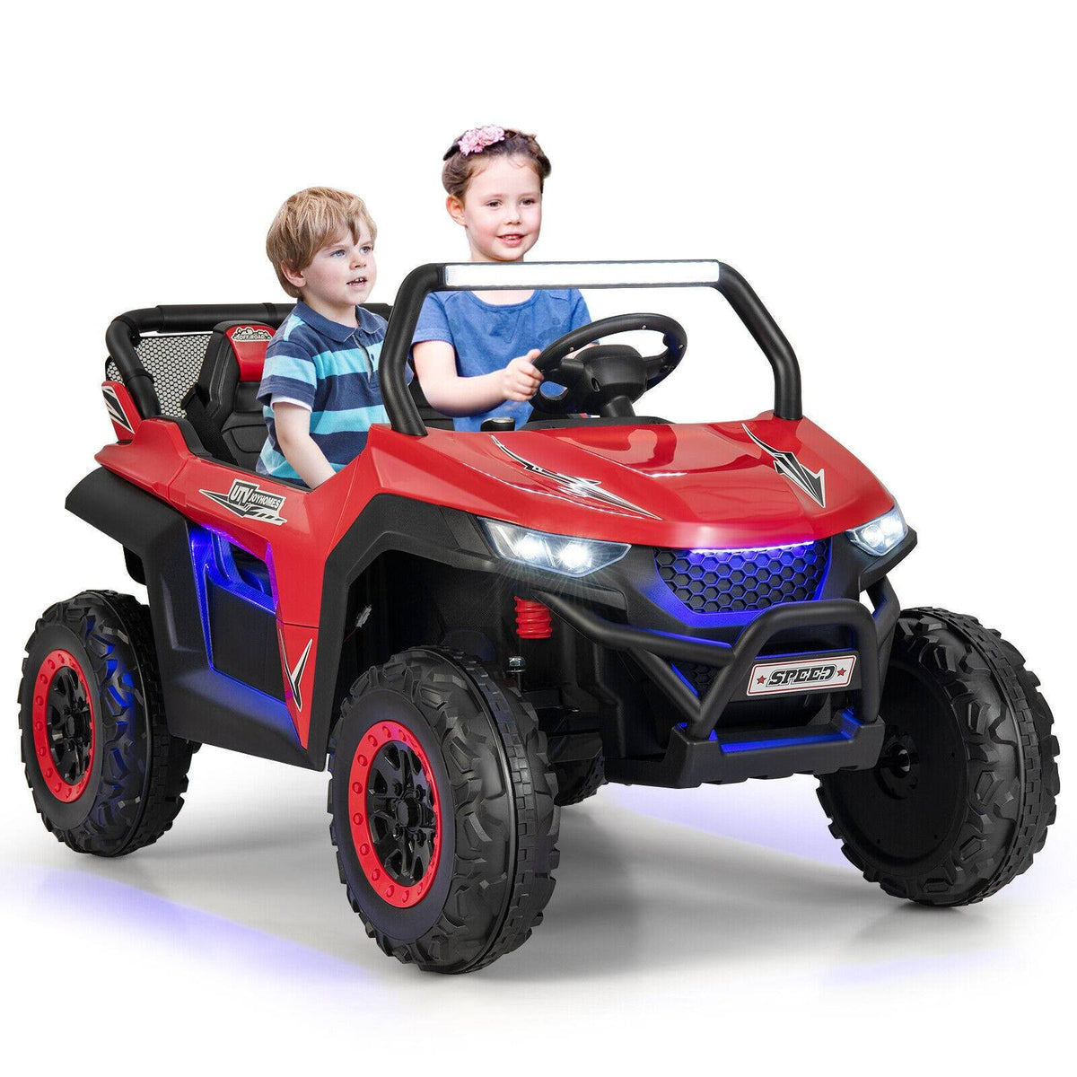 12V 2-Seater Kids Ride on UTV with Slow Start Function Music-Red view 3