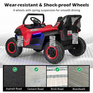 12V 2-Seater Kids Ride on UTV with Slow Start Function Music-Red view 5