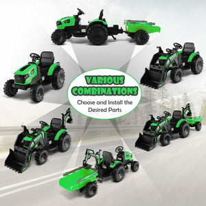 12V 3 in 1 Kids Ride On Excavator with Shovel Bucket and Music-Green view 5