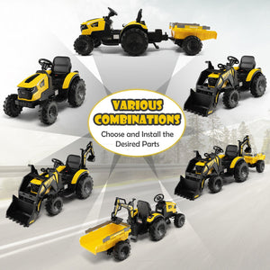 12V 3 in 1 Kids Ride On Excavator with Shovel Bucket and Music-Yellow view 7
