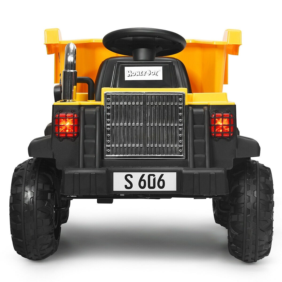 12V Battery Kids Ride On Dump Truck with Electric Bucket and Dump Bed-Yellow view 7