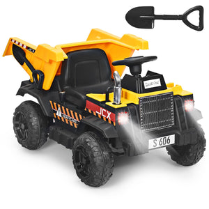 12V Battery Kids Ride On Dump Truck with Electric Bucket and Dump Bed-Yellow view 8