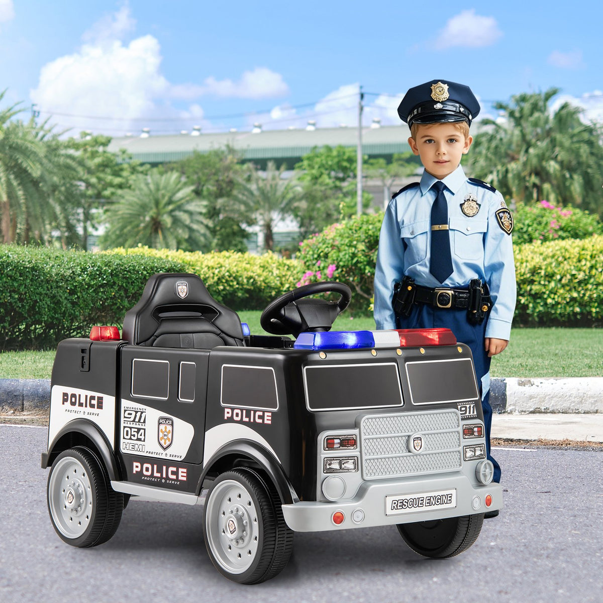 12V Battery Powered Electric Vehicle with 3 Speeds and Megaphone-Black view 2