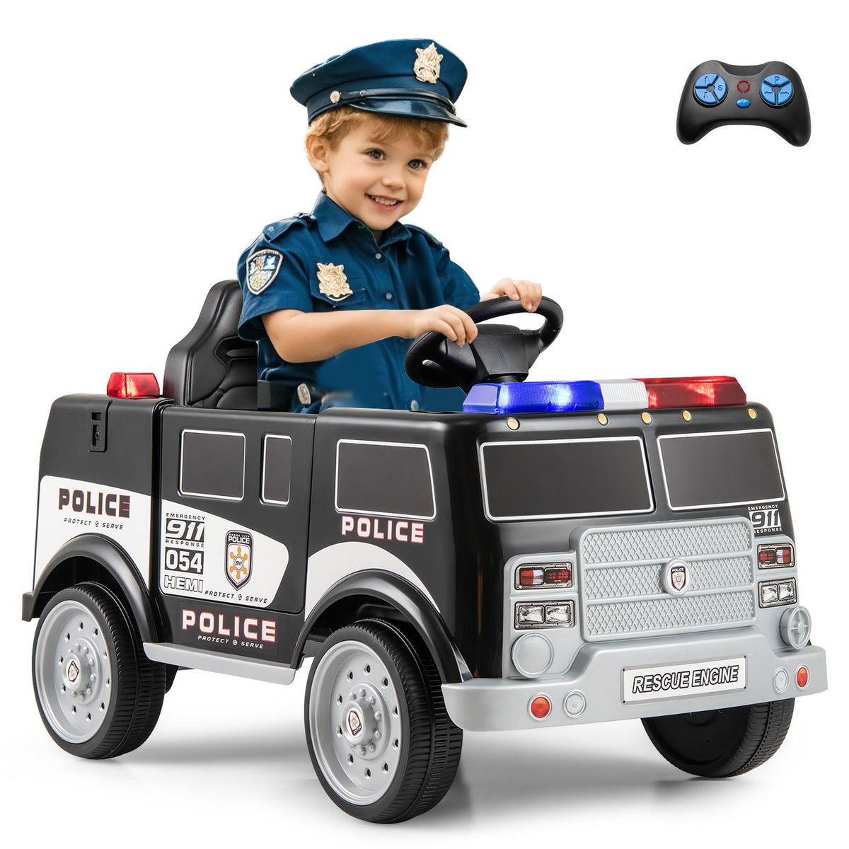 12V Battery Powered Electric Vehicle with 3 Speeds and Megaphone-Black view 3