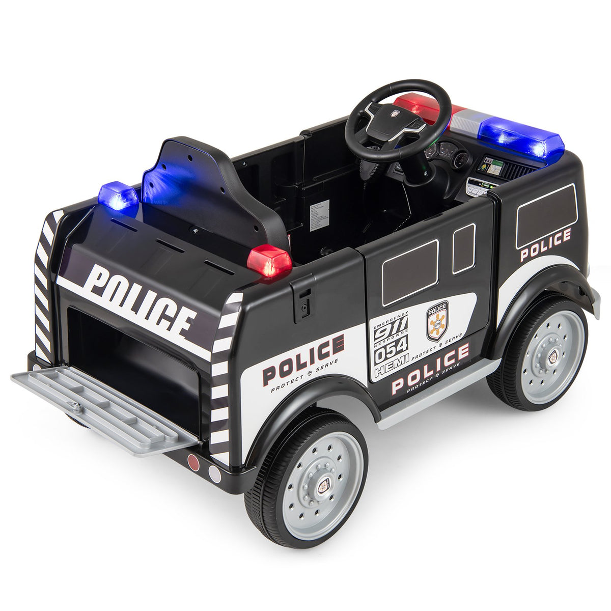 12V Battery Powered Electric Vehicle with 3 Speeds and Megaphone-Black view 6