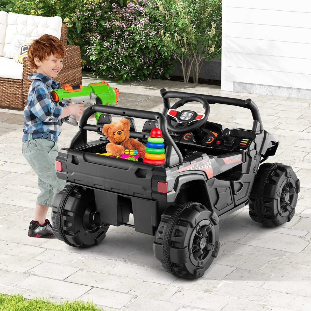12V Battery Powered Electric Vehicle with Remote Control and 3 Speeds-Black view 2