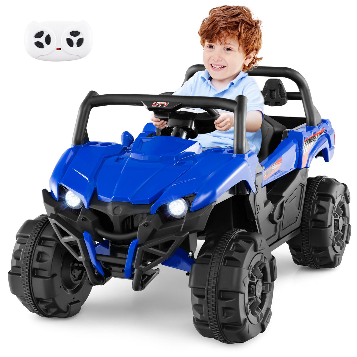 12V Battery Powered Electric Vehicle with Remote Control and 3 Speeds-Blue view 3