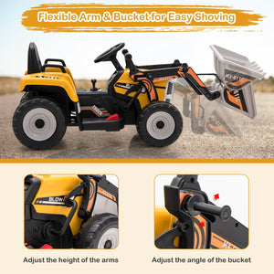 12V Battery Powered Kids Ride on Excavator with Adjustable Arm and Bucket-Yellow view 8