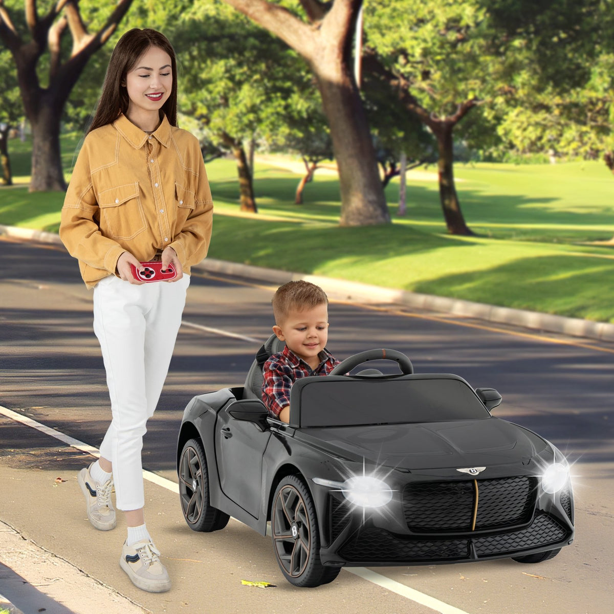 12V Powered Car Kids Ride-on Racer Car Licensed Bentley Bacalar-Black view 2