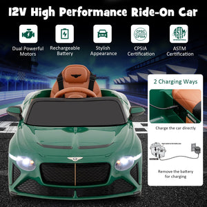 12V Powered Car Kids Ride-on Racer Car Licensed Bentley Bacalar-Green view 8