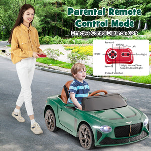 12V Powered Car Kids Ride-on Racer Car Licensed Bentley Bacalar-Green view 9