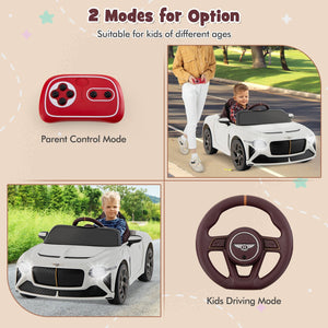 12V Powered Car Kids Ride-on Racer Car Licensed Bentley Bacalar-White view 9