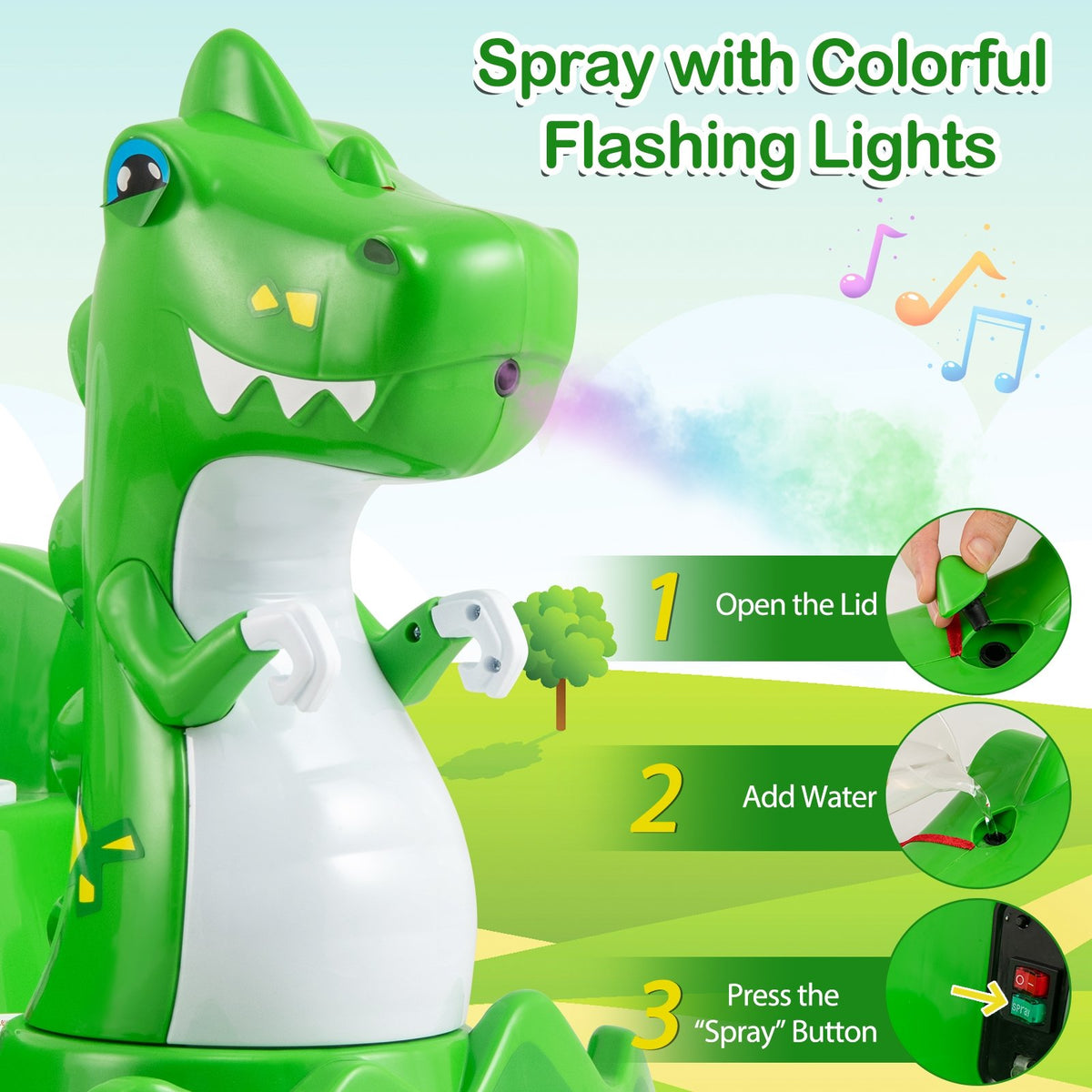 12V Bumper Car with Spray Function and Remote Control for Toddlers Aged 2-5-Green view 9