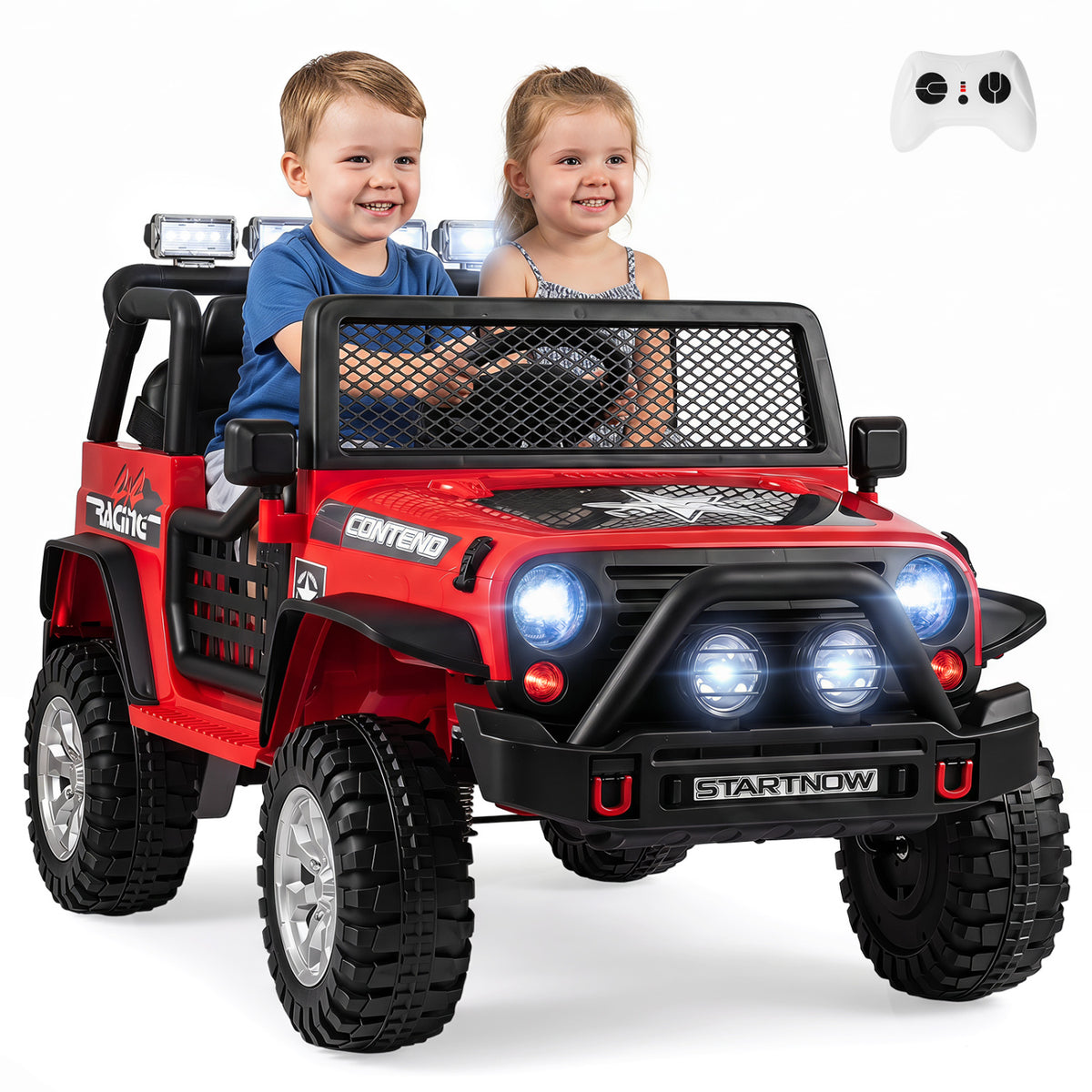 12V Electric 2-Seater Kids Ride On Car with Parent Remote Control-Red