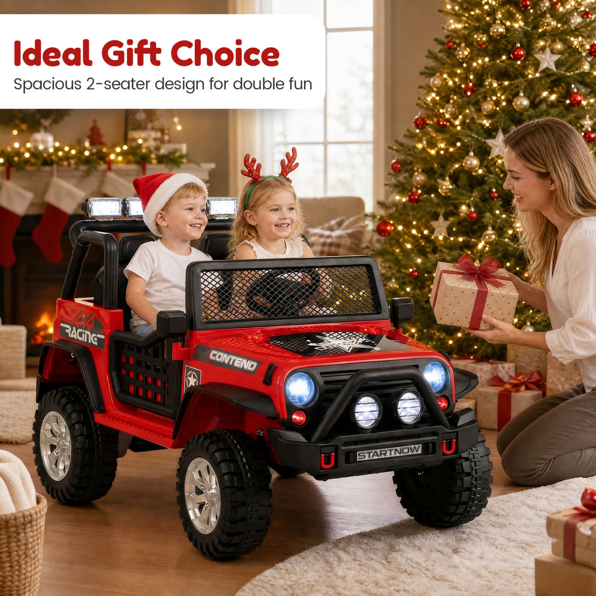 12V Electric 2-Seater Kids Ride On Car with Parent Remote Control-Red view 4