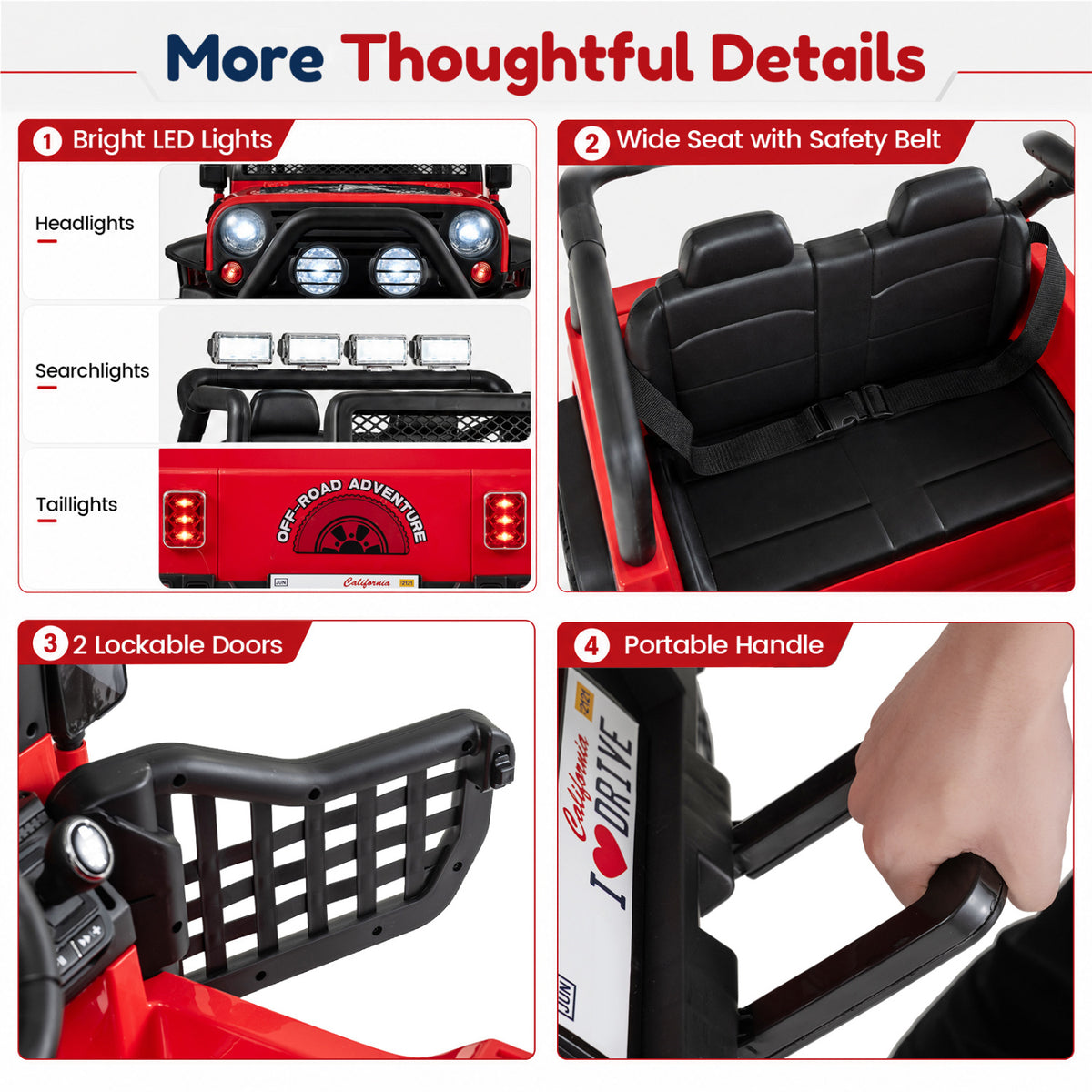 12V Electric 2-Seater Kids Ride On Car with Parent Remote Control-Red view 5