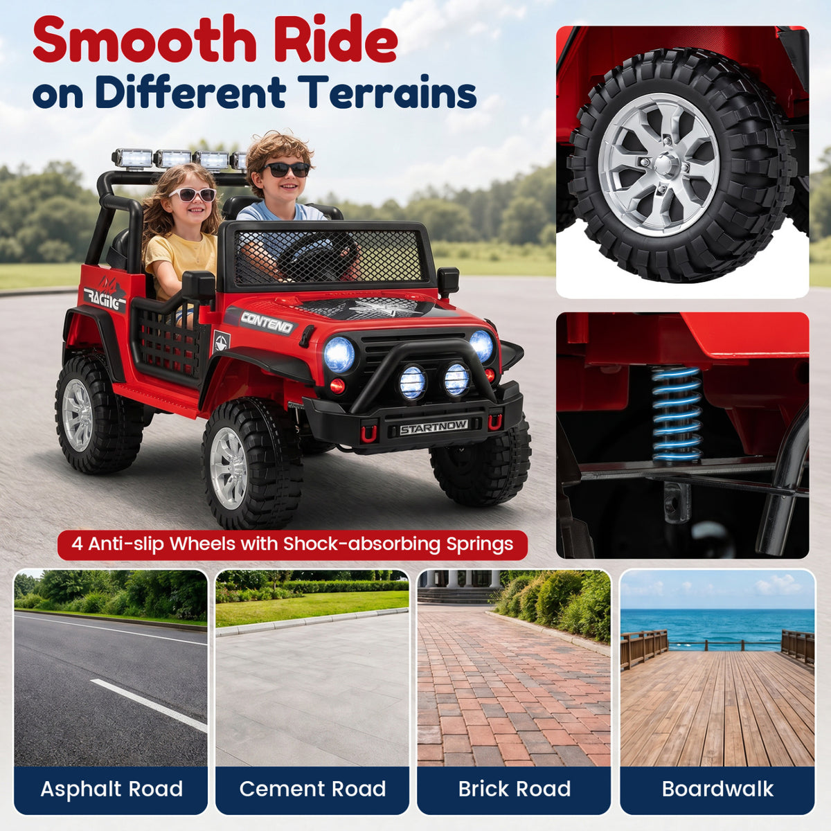 12V Electric 2-Seater Kids Ride On Car with Parent Remote Control-Red view 7