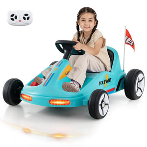 12V Electric Go Kart for Kids Race Toy with Remote Control and Music-Blue view 3