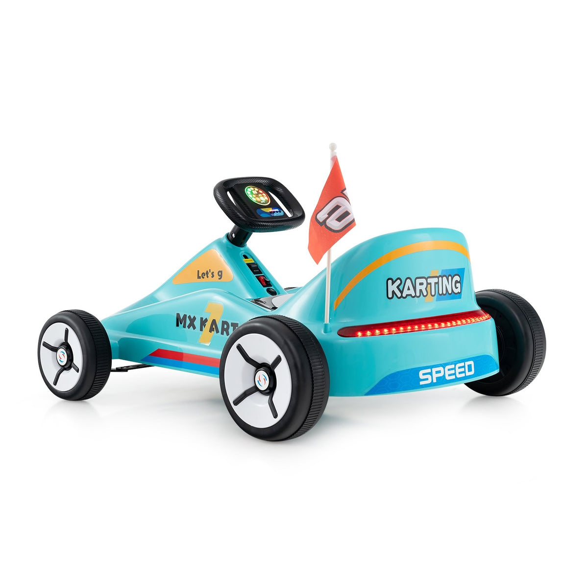 12V Electric Go Kart for Kids Race Toy with Remote Control and Music-Blue view 5