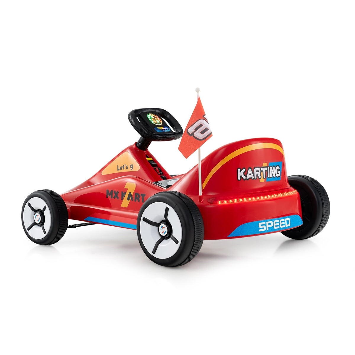 12V Electric Go Kart for Kids Race Toy with Remote Control and Music-Red view 5