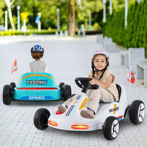 12V Electric Go Kart for Kids Race Toy with Remote Control and Music-White view 2