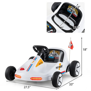 12V Electric Go Kart for Kids Race Toy with Remote Control and Music-White view 4