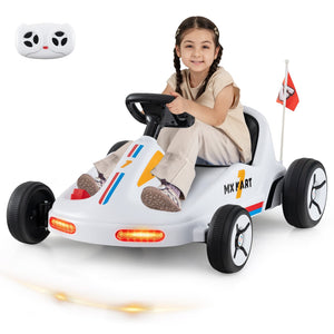 12V Electric Go Kart for Kids Race Toy with Remote Control and Music-White view 5