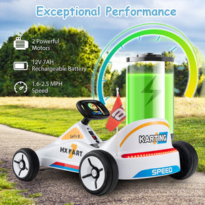 12V Electric Go Kart for Kids Race Toy with Remote Control and Music-White view 8